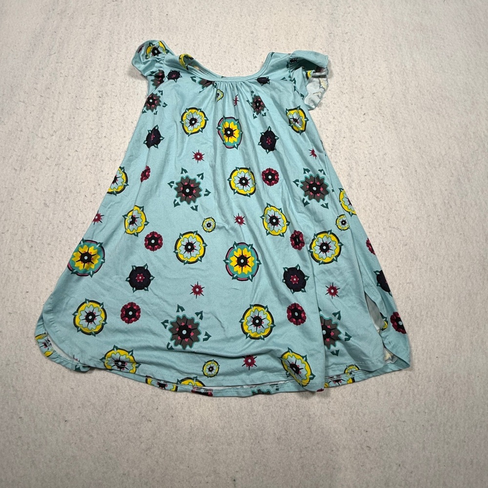 Dot Dot Smile Girls Blue Floral Medallion Cap Sleeve Swing Dress Size 7